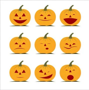 Different emotions of a pumpkin Stock Illustration