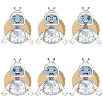 Different emotions of the robot. Stock Illustration