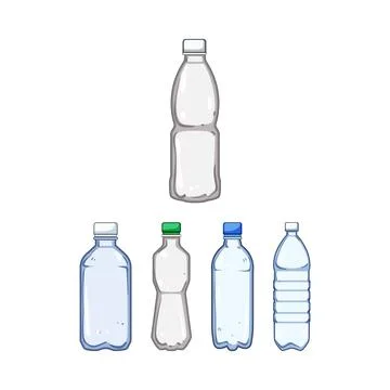 Different empty plastic water bottles vector collection Stock Illustration