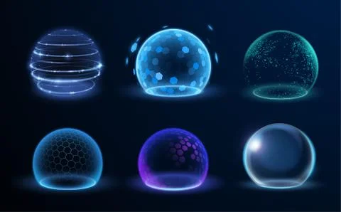 Different energy protection spheres set Stock Illustration