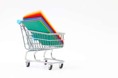 Different envelopes in the shopping trolley Stock Photos