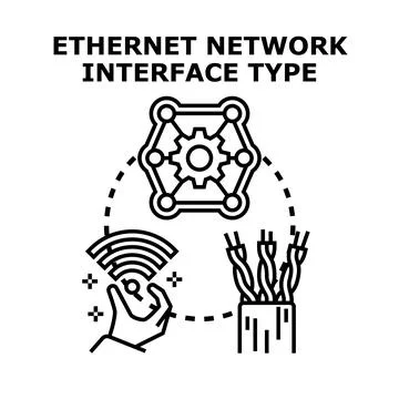 Different ethernet network interface type connections concept イラスト素材