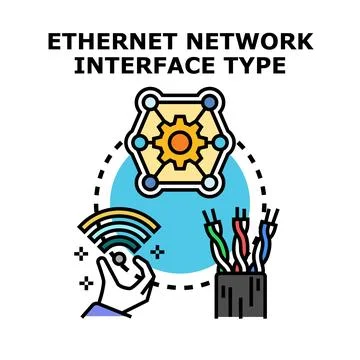 Different ethernet network interface type connections concept Stock Illustration