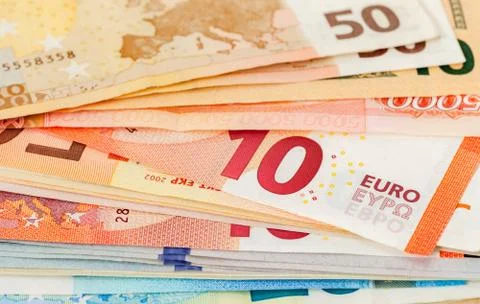 Different Euro banknotes close up as background Stock Photos