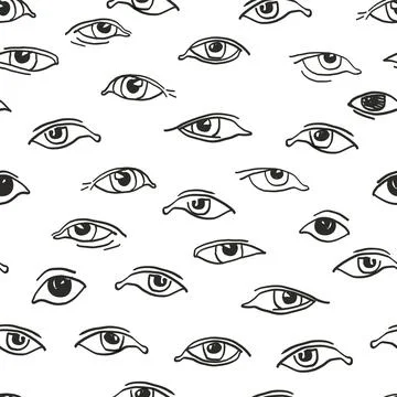 Different Eyes seamless background. Vector illustration 库存插图