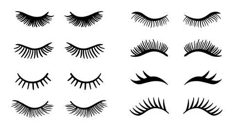 Different False Eyelashes collection Lash Icon Set イラスト素材