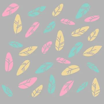 The different feathers are painted on a white background. Painted in delicate Stock Illustration