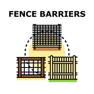 Different fence barriers creating protective border concept Stock Illustration
