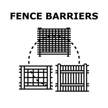 Different fence barriers creating protective border concept Stock Illustration
