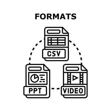 Different file formats connecting for data transfer icon Stock Illustration
