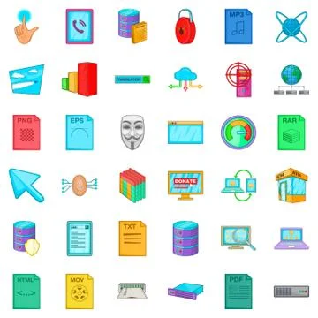 Different file icons set, cartoon style イラスト素材