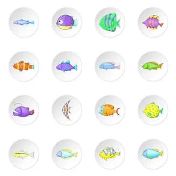Different fish icons set Stock Illustration