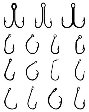 Different fishing hooks Stock Illustration