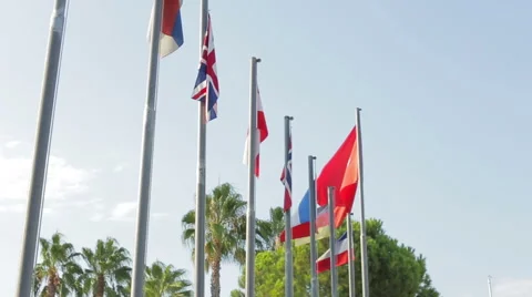 Different flag flies in the wind Stock Footage 67460642
