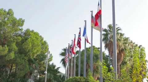 Different flag flies in the wind Stock Footage 67591115
