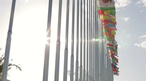 Different flag flies in the wind Stock Footage 67760650