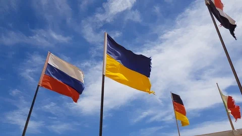 Different flags flying Stock Footage 108055029