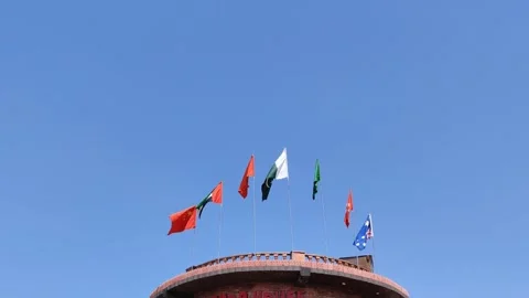 Different flags on a tower 库存影片 275045032