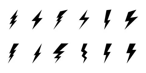 Different flash icon symbol set. Thunder bolt, flash icons Stockillustratie