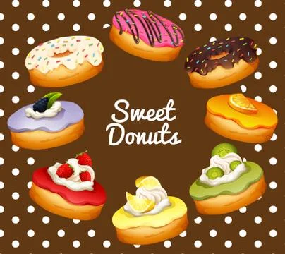 Different flavors of donuts Stock Illustration