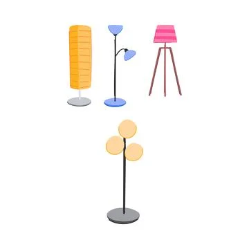 Different floor lamps providing home interior lighting Stock Illustration