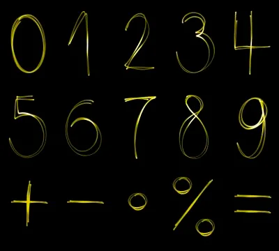 Different flourescent numbers Stock Illustration