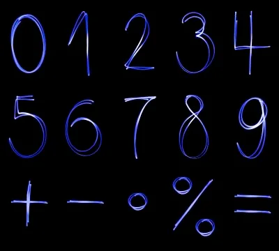 Different flourescent numbers Stock Illustration