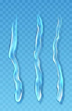 Different flowing drops of water isolated on transparent background. Stock Illustration
