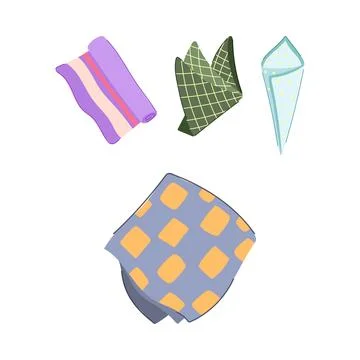 Different folded and rolled cloth napkins illustration イラスト素材