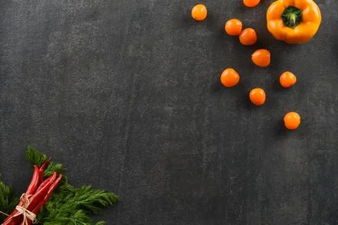 Different food and drink objects on stone and wood background Stock Photos