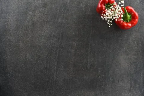 Different food and drink objects on stone and wood background Stock Photos