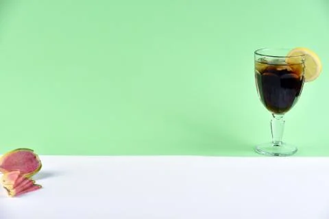 Different food and drink objects on stone and wood background Stock Photos