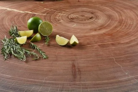 Different food and drink objects on stone and wood background Stock Photos