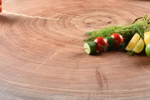 Different food and drink objects on stone and wood background Stock Photos