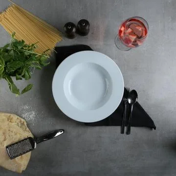 Different food and drink objects on stone and wood background Stock Photos