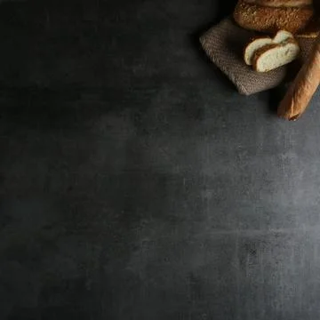 Different food and drink objects on stone and wood background Stock Photos