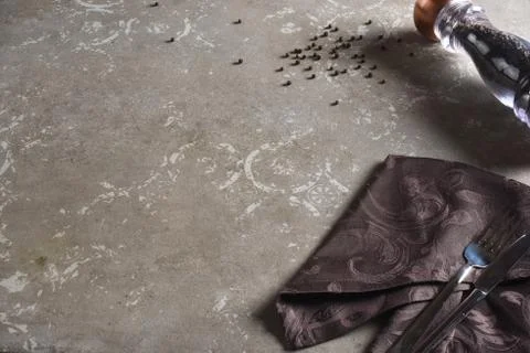 Different food and drink objects on stone and wood background Stock Photos