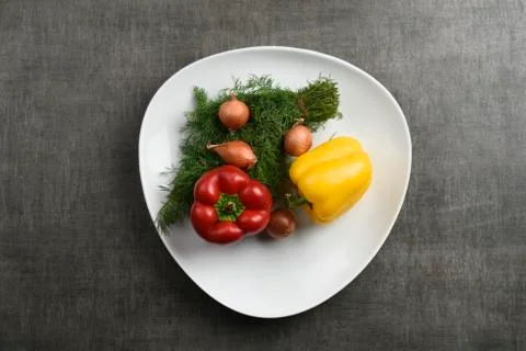 Different food and drink objects on stone and wood background Stock Photos