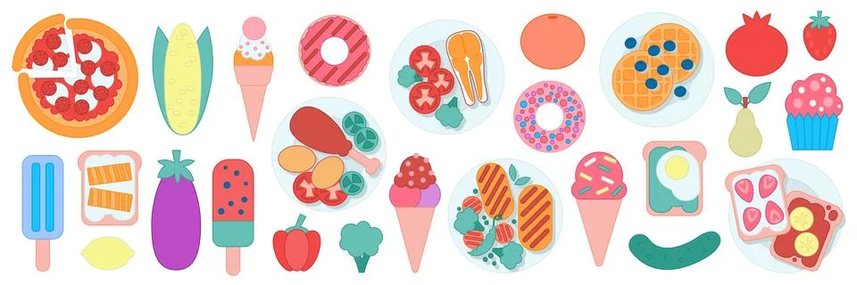 Different food Stock Illustration