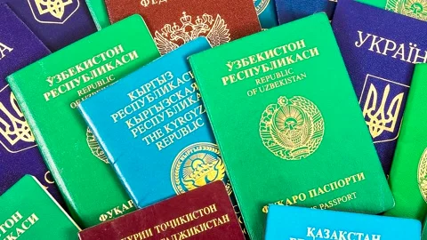Different foreign passports as a creative background Stock Footage 166581888