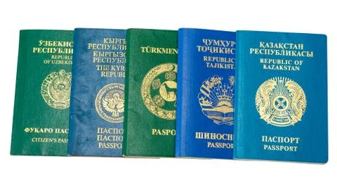 Different foreign passports on white background Stock Photos
