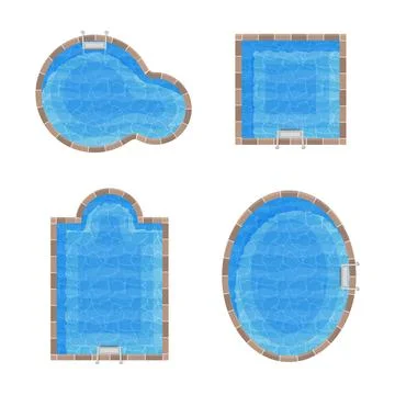 Different Forms Swimming Pools Set. Top view Stock Illustration