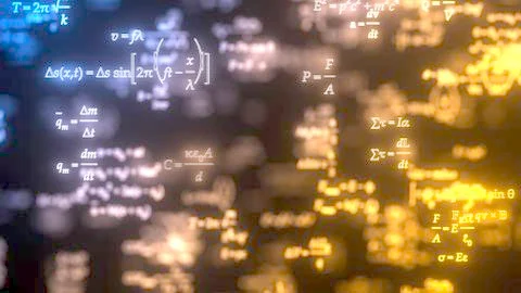 Different formulas glowing in dark. 3d illustration Stock Illustration