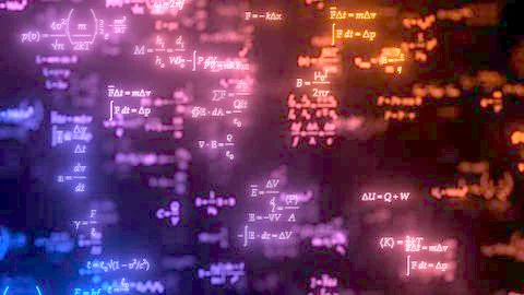 Different formulas glowing in dark. 3d illustration Stock Illustration