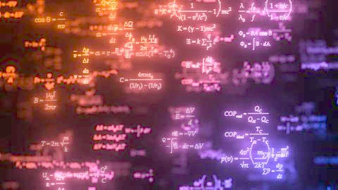 Different formulas glowing in dark. 3d illustration Stock Illustration