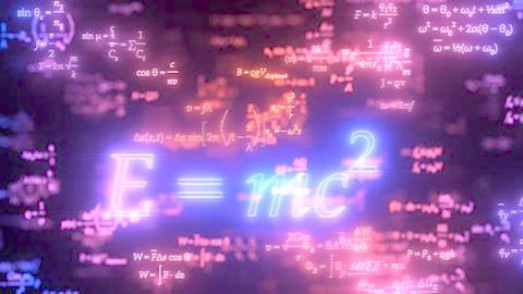 Different formulas glowing in dark. 3d illustration Stock Illustration