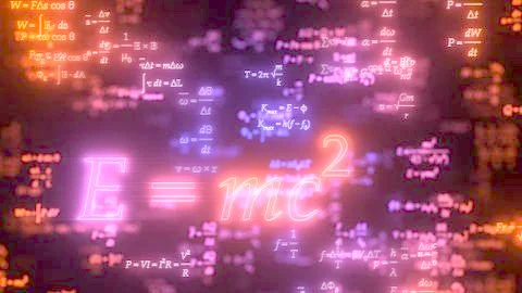 Different formulas glowing in dark. 3d illustration Stock Illustration