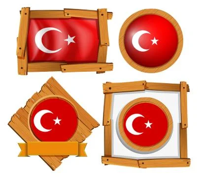 Different frame design for flag of Turkey Stock Illustration