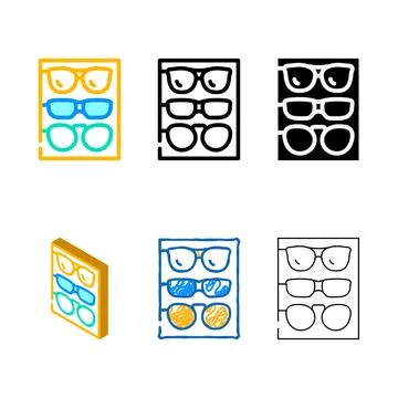 Different frames of glasses set color icon vector forms Stock Illustration
