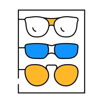 Different frames of glasses set icon color illustration Stock Illustration